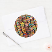 Tiki Pattern Ronde Sticker (Envelop)
