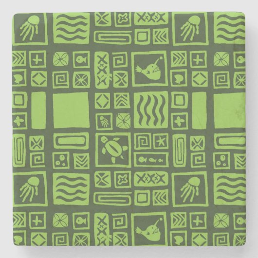 Tiki Pattern Stenen Onderzetter (Voorkant)