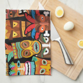 Tiki Pattern Theedoek (Quarter Fold)