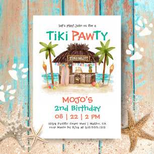 Tiki Pawty Tropical Beach Dog Party Kaart