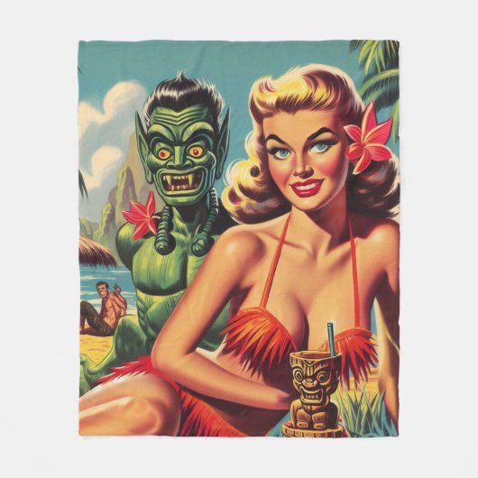 Tiki Pin Up Fleece Deken (Voorkant)
