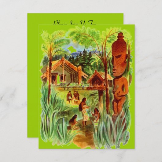 TIKI PTY Tropical Hawaiian Natives INVITATION Kaart (Voorkant / Achterkant)