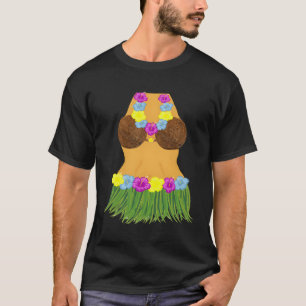 Tiki Py Luau Kokosnoot Bra Grass Rok Lei Bloemen T-shirt