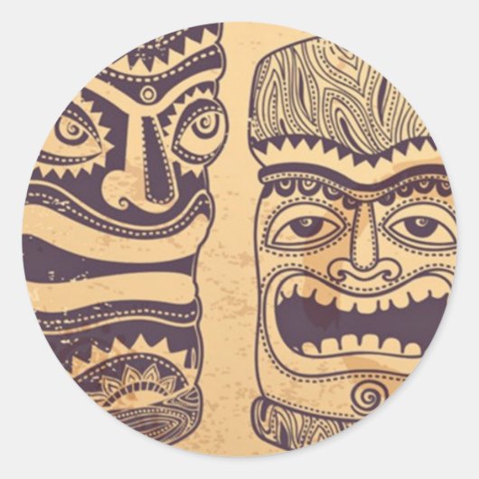  Tiki set Ronde Sticker (Voorkant)