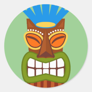 Tiki Statue Mask Ronde Sticker