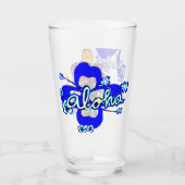 Tiki Statue met Menehune en Hibiscus Glas (Achterkant)