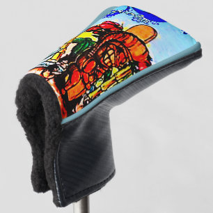 Tiki Statue met Menehune en Hibiscus Golfheadcover