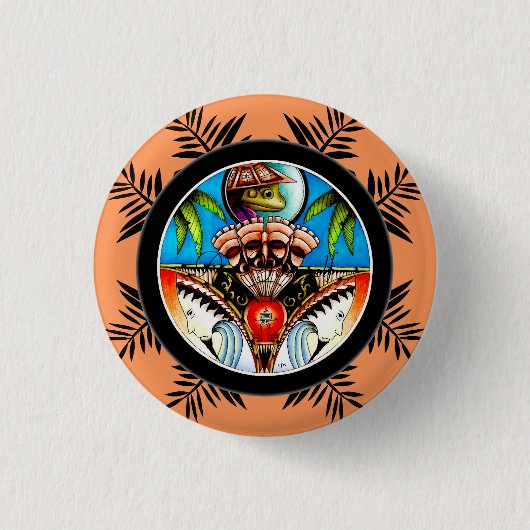 Tiki Tattoo Frog Ronde Button 3,2 Cm (Voorkant)