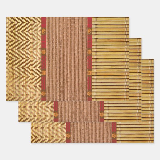Tiki texturen bamboe en riet inpakpapier vel (Set)