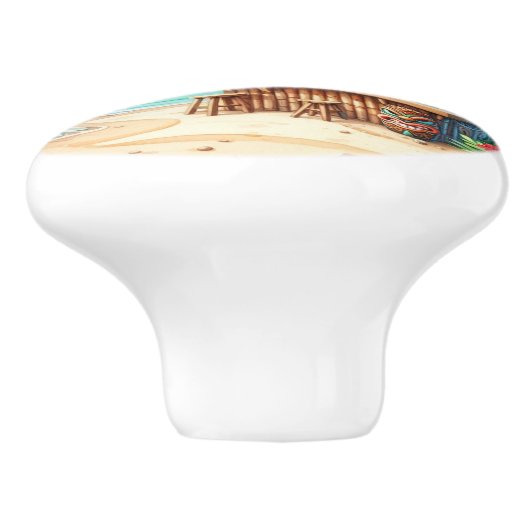 Tiki thema Vakantie stijl aangepaste tekst Keramische Knop (Zijkant)