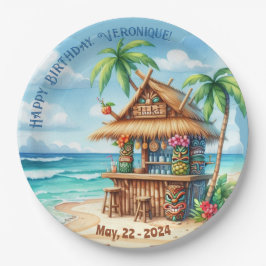 Tiki thema Vakantie stijl aangepaste tekst Papieren Bordje