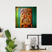 "Tiki Time" Fierce, , Retro, Wood Tiki Face Poster (Thuiskantoor)
