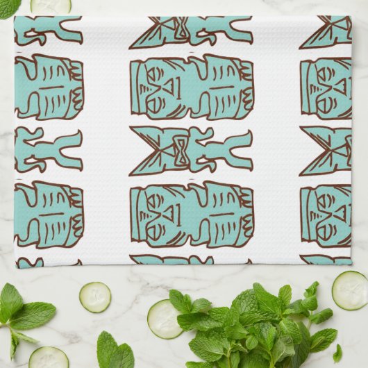 Tiki Time in Aqua Theedoek (Gevouwen)