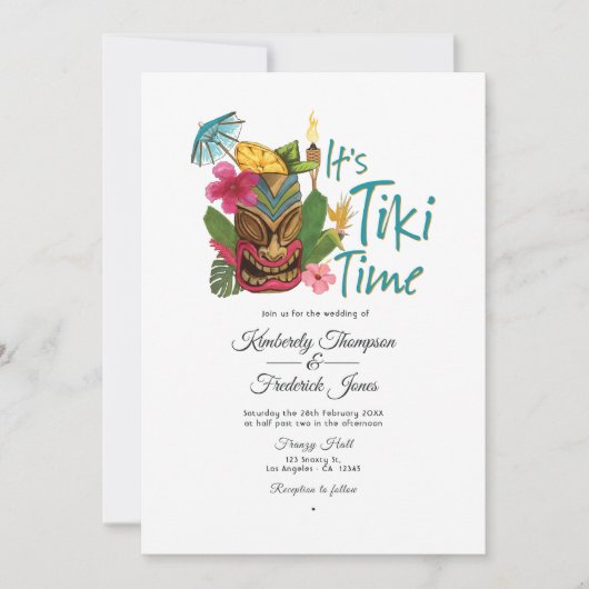 Tiki Time Luau Zomer Strand Bruiloft Kaart (Voorkant)