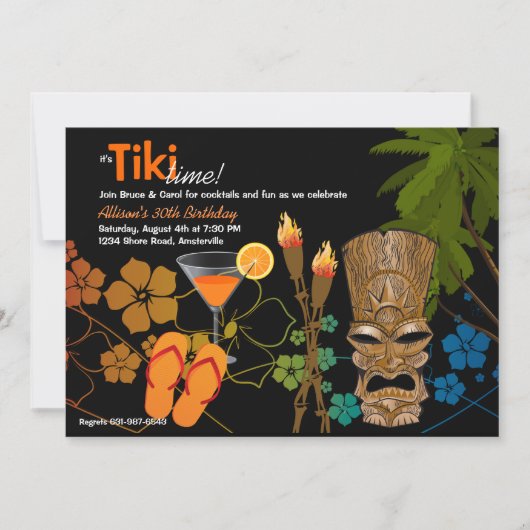 Tiki Time Party uitnodiging (Voorkant)