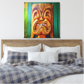 Tiki Time  Retro Hawaii Wood Tiki Gezicht Canvas Afdruk (Insitu (Slaapkamer))