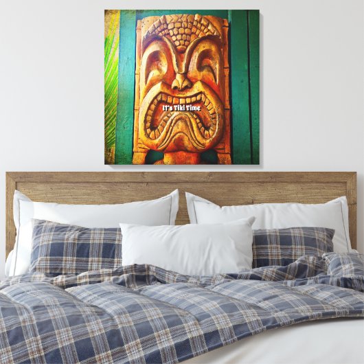 Tiki Time  Retro Hawaii Wood Tiki Gezicht Canvas Afdruk (Insitu (Slaapkamer))