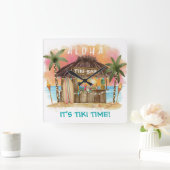 Tiki Time Tropical Beach Bar Surf & Zee Vierkante Klok (Huis)