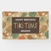 Tiki Time Tropical Luau Anniversaire Bannière (Horizontal)