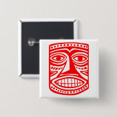 Tiki Toby - Red Vierkante Button 5,1 Cm (Voorkant /achterkant)