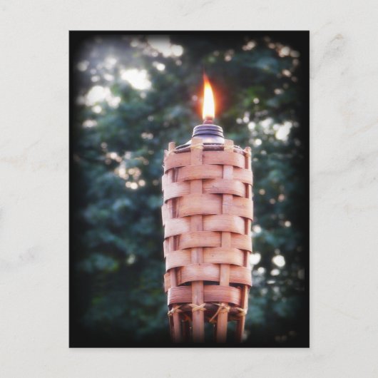 Tiki Torch - Bamboe Outdoortorch met vlam Briefkaart (Voorkant)