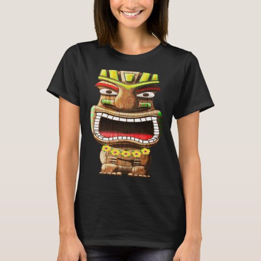 Tiki Totem Polynesiaanse Hawaï Mythologie T-shirt (Voorkant)