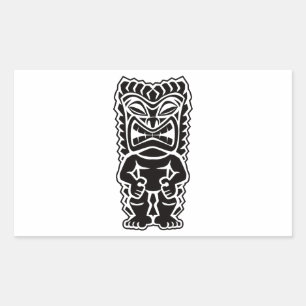tiki totem rechthoekige sticker