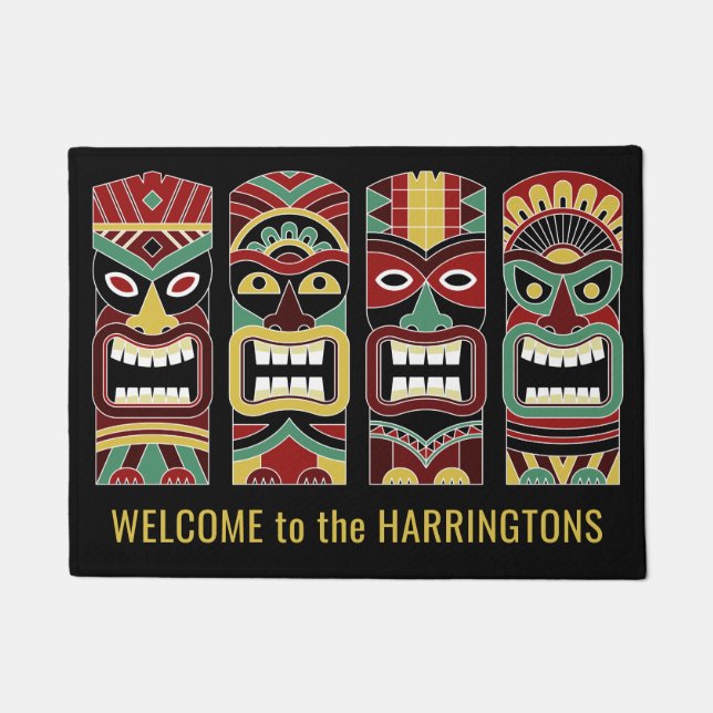 Tiki Totems aangepaste tekstdeurmat Deurmat (Voorkant)