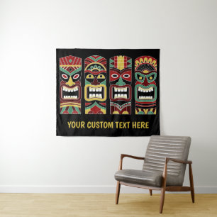Tiki Totems aangepaste teksttapestry Wandkleed