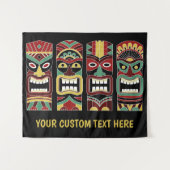 Tiki Totems aangepaste teksttapestry Wandkleed (Voorkant (horizontaal))