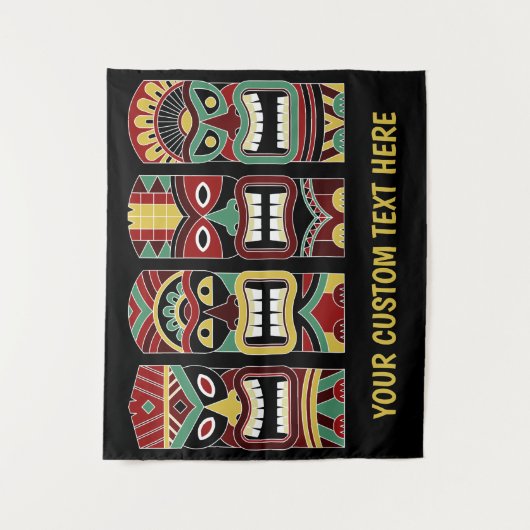Tiki Totems aangepaste teksttapestry Wandkleed (Voorkant)