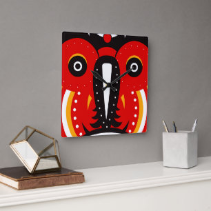 Tiki Tribal Mask Vierkante Klok