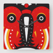 Tiki Tribal Mask Vierkante Klok (Voorkant)