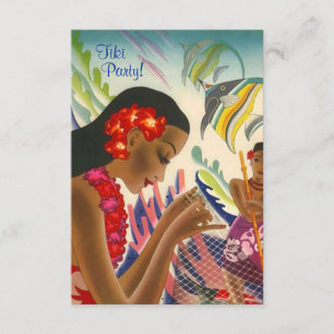 Tiki Tropical Lei Hawaiian Luau party INVITATON Kaart