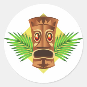 Tiki Tropisch beeld met palmen Ronde Sticker