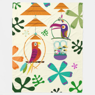 Tiki Vogels Modern  Retro Aangepast slaapkamer Fleece Deken