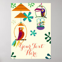 Tiki Vogels Vintage Retro Gepersonaliseerde Banner