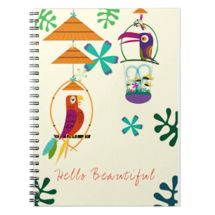Tiki Vogels Vintage Retro Kunst Gepersonaliseerd A Notitieboek