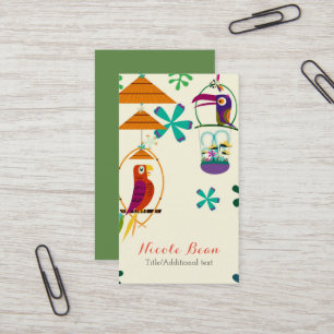 Tiki Vogels Vintage Retro Kunst Gepersonaliseerd A Visitekaartje