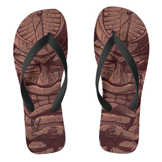 Tiki Wooden Statue Totem Sculpture Teenslippers (Voetbed)