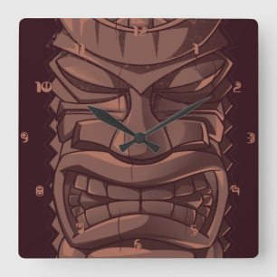 Tiki Wooden Totem Wall klok