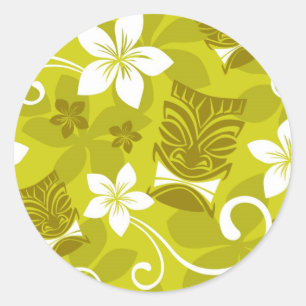 Tikibloemen Ronde Sticker