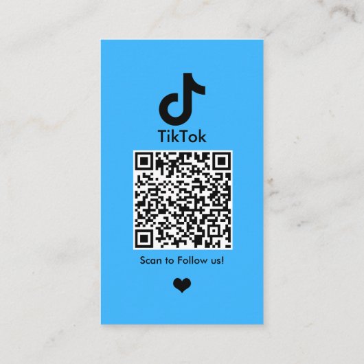 TikTok Blue sociale media QR-code Visitekaartje (Achterkant)