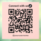 TikTok Connect Met Ons QR Code Blush Roze Raamsticker (Vel 3)