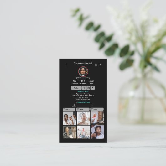 TikTok Grijs Social Media QR Code Visitekaartje (Staand voorkant)