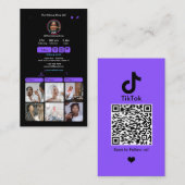 TikTok Paarse sociale media QR-code Visitekaartje (Voorkant / Achterkant)