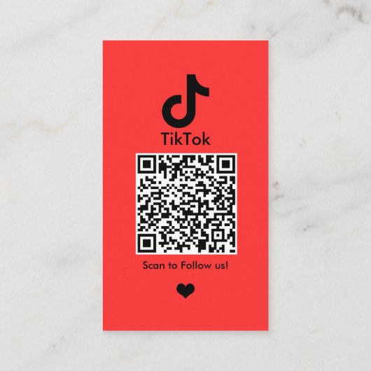 TikTok Rode Sociale Media QR Code Visitekaartje (Achterkant)
