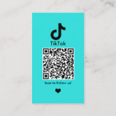 TikTok Turquoise sociale media QR-code Visitekaartje (Achterkant)