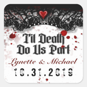 Til Death Bloed Splatter Halloween Vierkante Bruil Vierkante Sticker