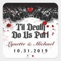 Til Death Blood Splatter Halloween Square Weddensc
